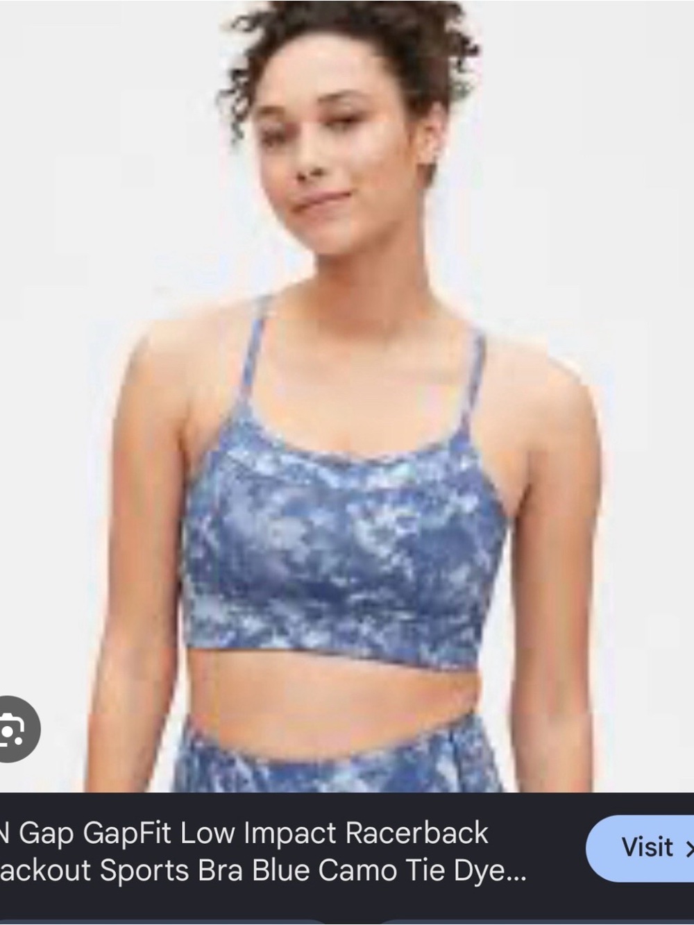 GAP Blue Camo Tie-Dye Racerback Sports Bra